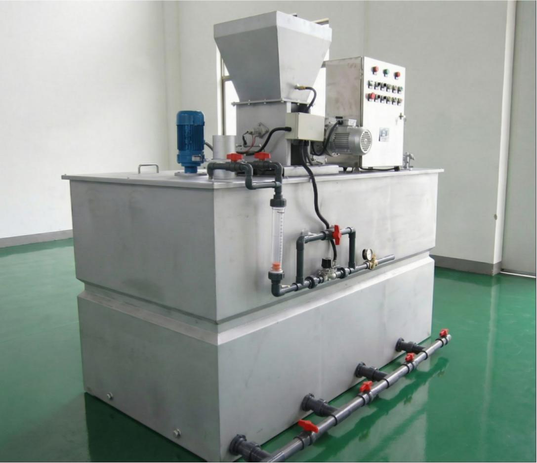 Polymer Dosing System Installation For Wastewater Treatment Polymer Preparation And Dosing System Installed In Industrial Wastewater Treatment Plant